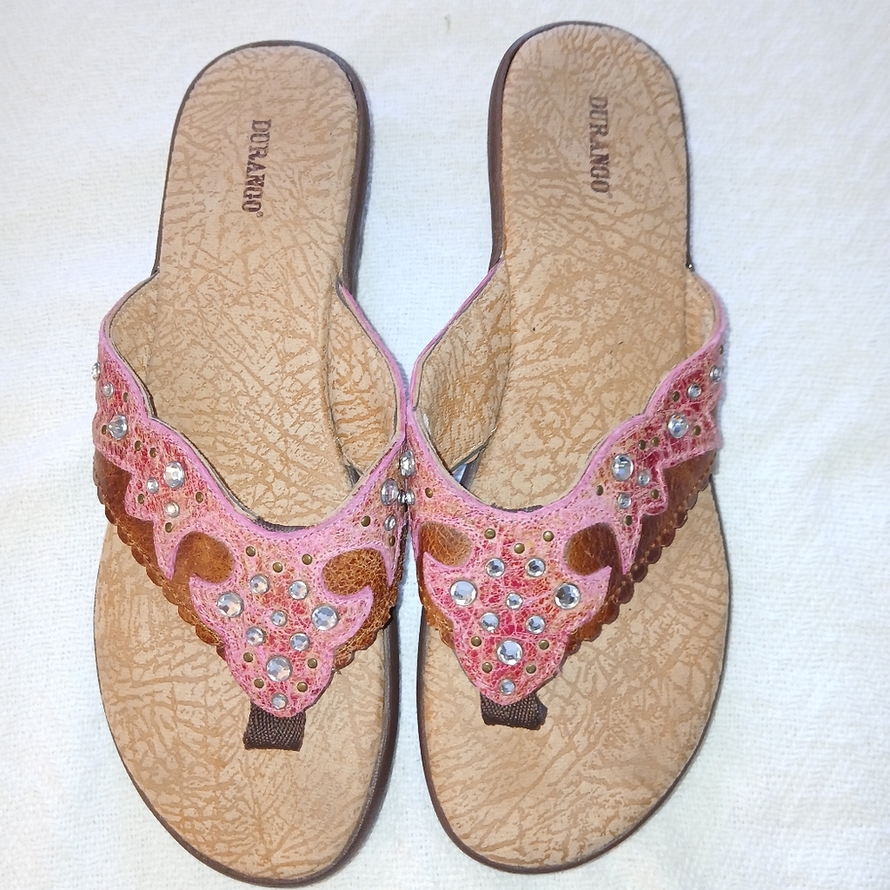 Sz.10M Womens Durango Cheyenne Pink Leather Wedge Sandals